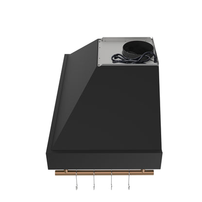 Forno Venezia 36 Inch Wall-Mounted Range Hood in Black with Touch Controls and Baffle Filters