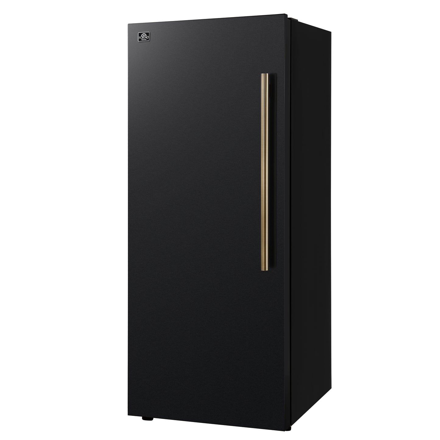 Forno Maderno 28-Inch Convertible Upright Freezer/Refrigerator in Black with Antique Brass Handle, 13.6 cu.ft., Left Swing