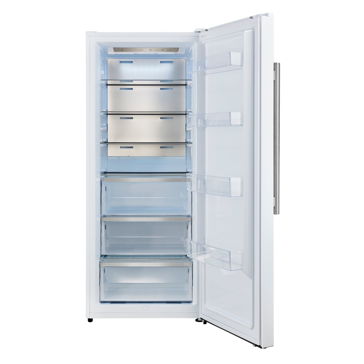 Forno Maderno 28-Inch Convertible Freezer/Refrigerator in White with Antique Brass Handle, 13.6 cu.ft. Right Swing