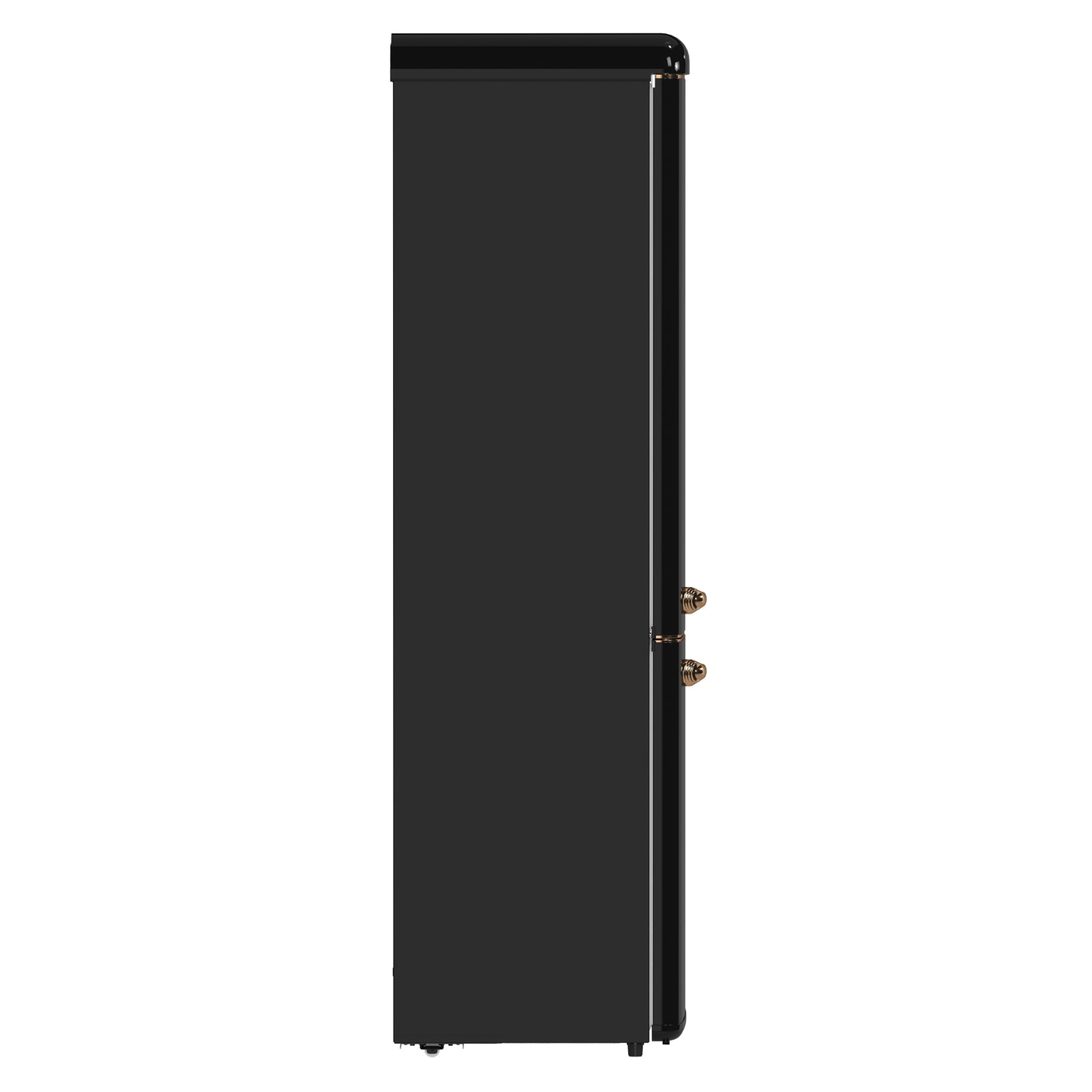 Forno Storico 22-Inch Retro bottom freezer Fridge in Black, 9 cu.ft, copper-tone handle