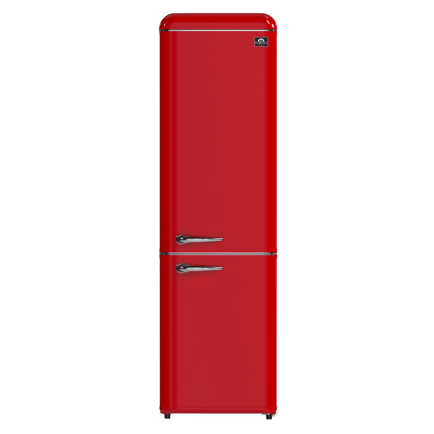 Forno Storico 22-Inch Retro bottom freezer Fridge in Red, 9 cu.ft, silver handle