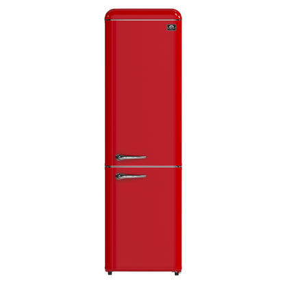 Forno Storico 22-Inch Retro bottom freezer Fridge in Red, 9 cu.ft, silver handle