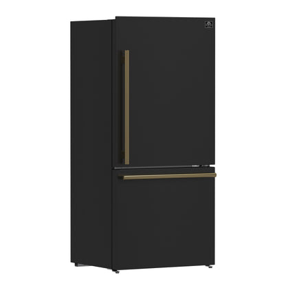 Forno Milano Espresso 31-Inch Bottom Freezer Refrigerator, Black, 17.2 cu.ft Capacity, Energy Efficient