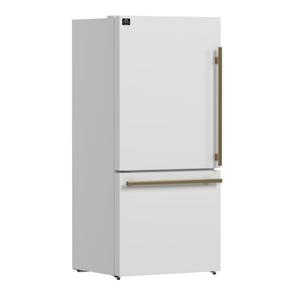 Forno Milano 2-Piece 62-Inch Freestanding Dual Bottom Freezer Refrigerator, White – 34.4 cu.ft, Touch Control, Ice Maker