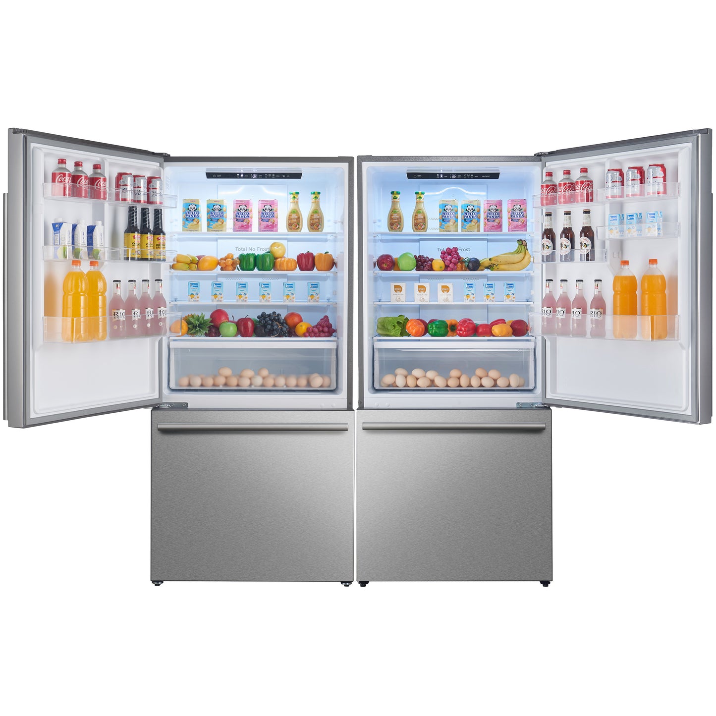 Forno Milano 2-Piece 62-Inch Freestanding Dual Bottom Freezer Refrigerator, Stainless Steel – 34.4 cu.ft, Touch Control, Ice Maker