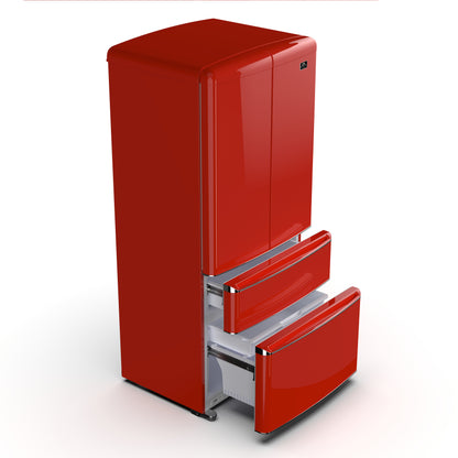Forno Luigi 33-Inch French Door Refrigerator, 18 cu.ft, Red Finish, Handle-Free Design, ENERGY STAR Certified