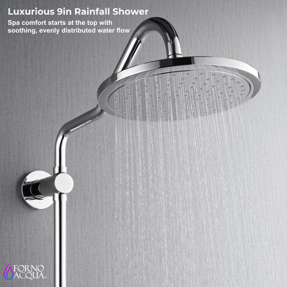 Forno Acqua AcquaSPA Retrofit Shower, Overhead Rainfall Shower, Handheld Shower Head, Body Jets, 6 Way Diverter, Polished Stainless Steel Finish, 2.5 GPM Flow Rate