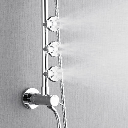 Forno Acqua AcquaSPA Retrofit Shower, Overhead Rainfall, 8 Inch Shower Head, Handheld Shower Head, Body Jets, 6 Way Diverter, Polished Stainless Steel Finish, 2.5 GPM Flow Rate