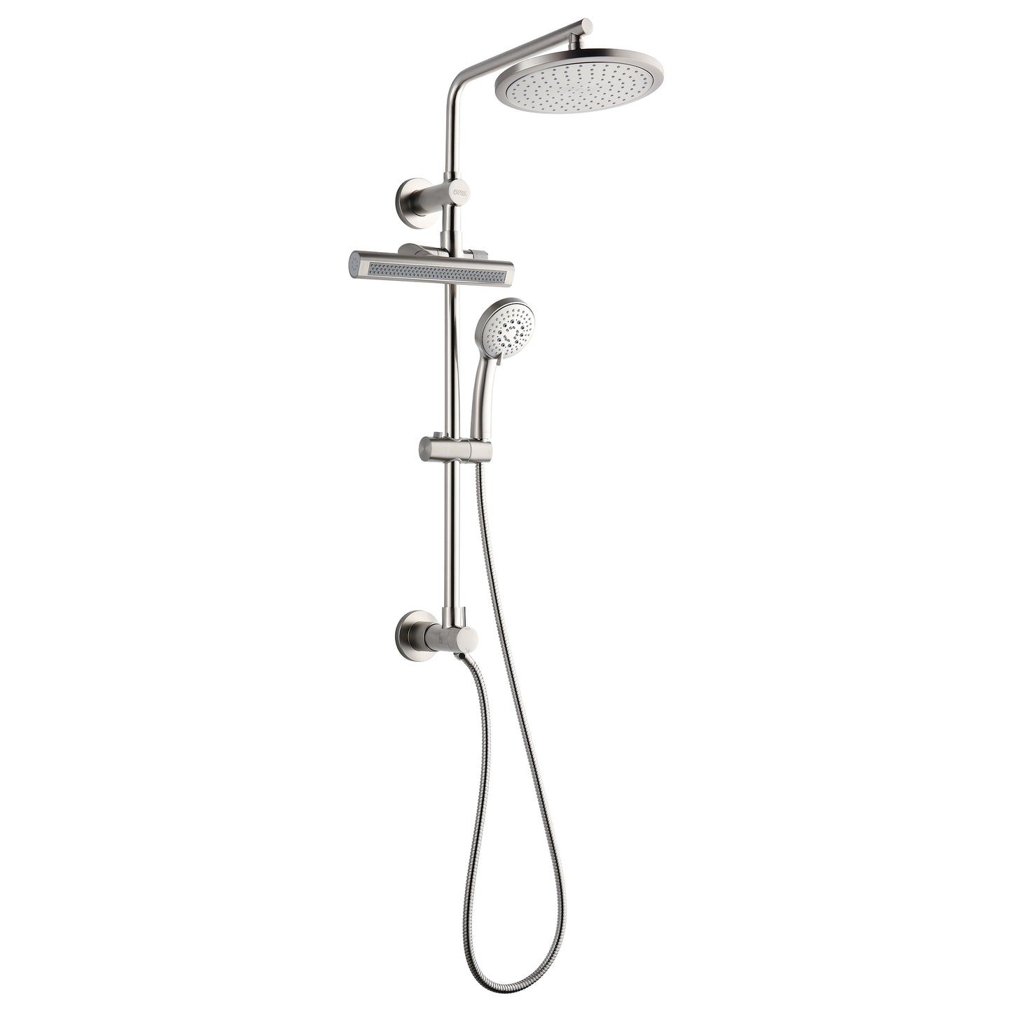Forno Acqua AcquaFALL Shower, Brushed Nickel Finish, Overhead Rainfall Shower, Handheld Shower Head, Body Jets, 2.5 GPM Flow Rate