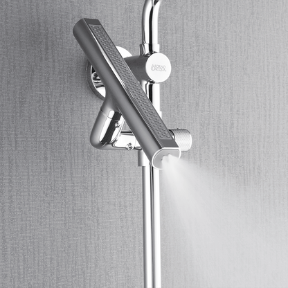 Forno Acqua AcquaFALL Shower, Polished Stainless Steel Finish, Overhead Rainfall Shower, Handheld Shower Head, Body Jets, 1.8 GPM Flow Rate