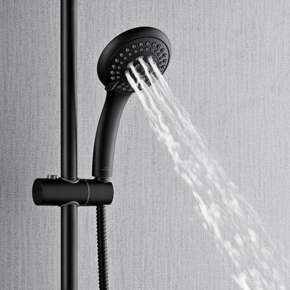 Forno Acqua AcquaFALL Shower, Matte Black Finish, Overhead Rainfall Shower, 7 Way Diverter, Handheld Shower Head, Body Jets, 1.8 GPM Flow Rate