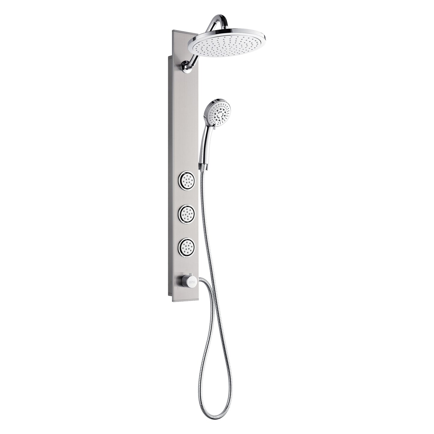Forno Acqua AcquaSPA Shower Panel in Stainless Steel, Overhead Rainfall Shower, Handheld Shower Head, Body Jets, 6 Way Diverter, 2.5 GPM Flow Rate