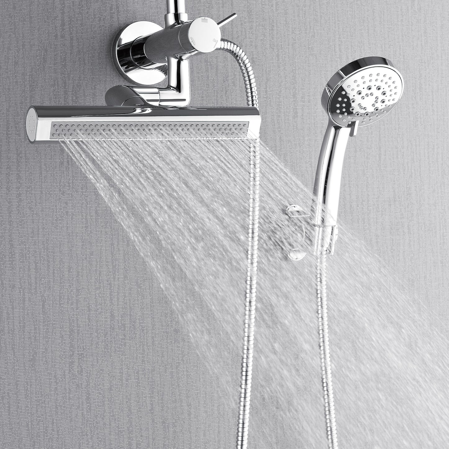 Forno Acqua AcquaFALL Mini Shower Head, Polished Stainless Steel Finish, Overhead Rainfall Shower, 7 Way Diverter, Handheld Shower Head, Body Jets, 2.5 GPM Flow Rate