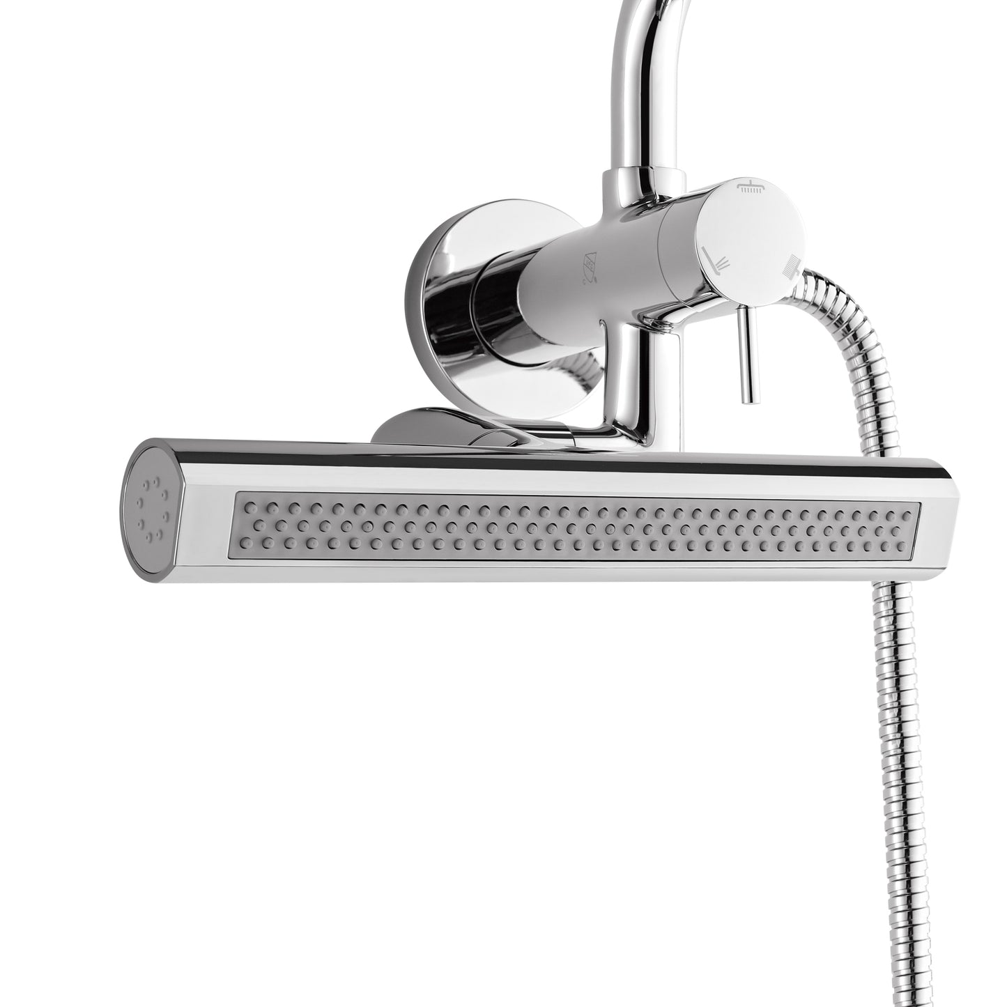 Forno Acqua AcquaFALL Mini Shower Head, Polished Stainless Steel Finish, Overhead Rainfall Shower, 7 Way Diverter, Handheld Shower Head, Body Jets, 2.5 GPM Flow Rate