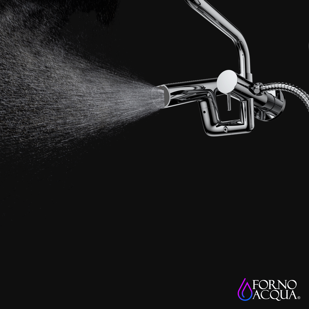 Forno Acqua AcquaFALL Mini Shower Head, Polished Stainless Steel Finish, Overhead Rainfall Shower, 7 Way Diverter, Handheld Shower Head, Body Jets, 2.5 GPM Flow Rate