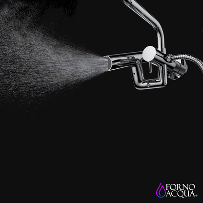 Forno Acqua AcquaFALL Mini Shower Head, Polished Stainless Steel Finish, Overhead Rainfall Shower, 7 Way Diverter, Handheld Shower Head, Body Jets, 2.5 GPM Flow Rate