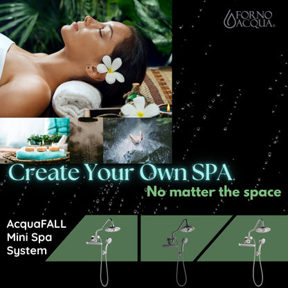 Forno Acqua AcquaFALL Mini 8 Inch Shower Head, Brushed Nickel Finish, Overhead Rainfall Shower, Handheld Shower Head, Body Jets, 1.8 GPM Flow Rate