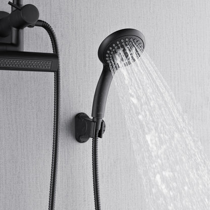 Forno Acqua AcquaFALL Mini 8 Inch Shower Head, Matte Black Finish, Overhead Rainfall Shower, Handheld Shower Head, Body Jets, 2.5 GPM Flow Rate