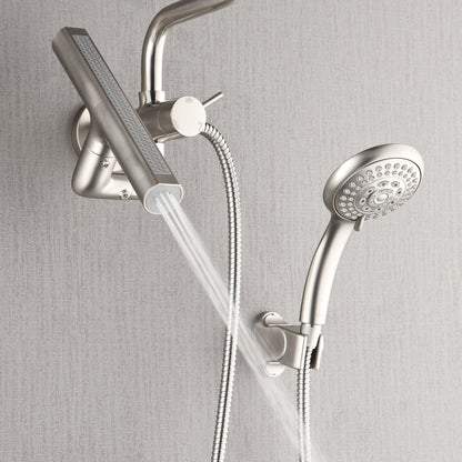 Forno Acqua AcquaFALL Mini 8 Inch Shower Head, Brushed Nickel Finish, Overhead Rainfall Shower, Handheld Shower Head, Body Jets, 1.8 GPM Flow Rate