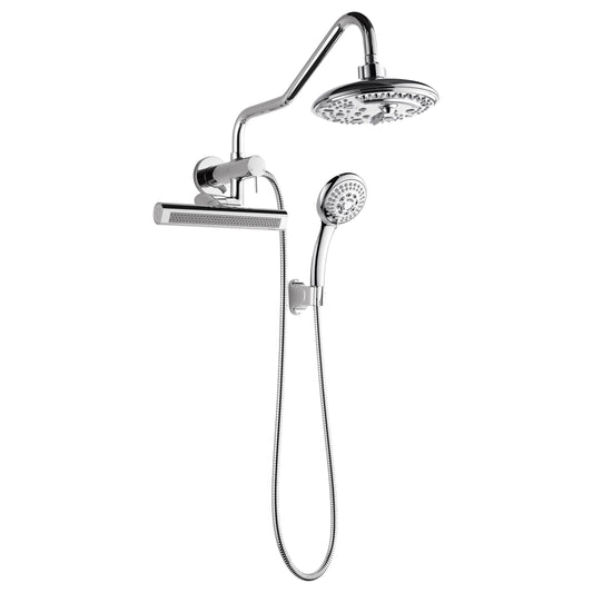 Forno Acqua AcquaFALL Mini 8 Inch Shower Head, Polished Stainless Steel Finish, Overhead Rainfall Shower, Handheld Shower Head, Body Jets, 2.5 GPM Flow Rate