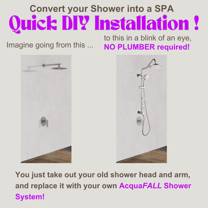 Forno Acqua AcquaSPA Retrofit Shower, Overhead Rainfall Shower, Handheld Shower Head, Body Jets, 6 Way Diverter, Polished Stainless Steel Finish, 2.5 GPM Flow Rate