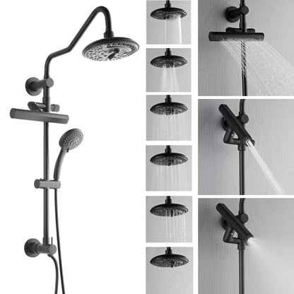 Forno Acqua AcquaFALL Shower, Matte Black Finish, Overhead Rainfall Shower, 7 Way Diverter, Handheld Shower Head, Body Jets, 1.8 GPM Flow Rate
