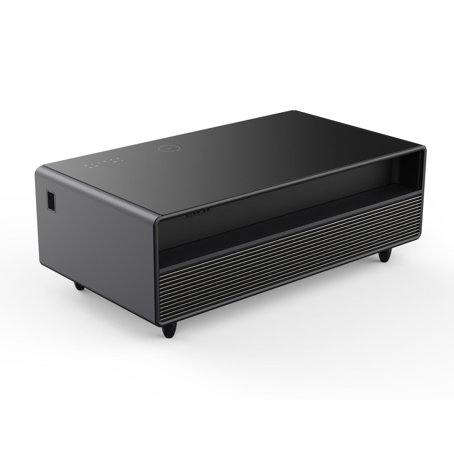 Forno Evoluto Tavolo 51-Inch Black Smart Coffee Table – Dual Refrigerator Drawers, Bluetooth 5.0 Audio, Wireless Charging & RGB Ambient Light
