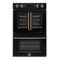 Forno Asti 30-Inch Double Electric Wall Oven with Upper French Doors in Black & Antique Brass, 7.36 cu. ft. Dual True Convection, 7,200W, Air Fry, Sous Vide, Self-Clean